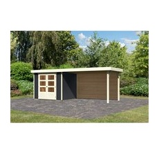 KARIBU Gartenhaus »Askola 3«, Holz, BxHxT: 242 x 2110 x 217 cm (Außenmaße inkl. Dachüberstand) - grau