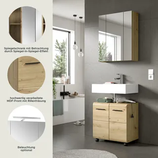 xonox.home Badkombination auf Rollen Ice Artisan Oak Nachbildung/ Artisan Oak Nachbildung B/H/T: 60x185x30 cm