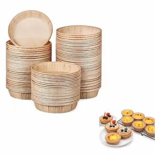 OUNONA 100 Mini-Tarteformen Zum Backen Runde Einweg-Backformen Aus Papier Fettabweisend Für Törtchen Quiche Kuchen Desserts Ofen- Und Mikrowellengeeignet Für Küche Bäckerei Restaurant
