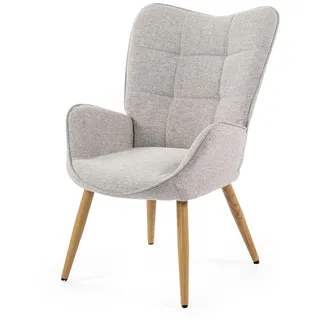 MEUBLE COSY Sessel Relaxsessel Lehnstühle Polstersessel Einzelsofa mit Holzbein Ohrensessel für Wohnzimmer Schlafzimmer Büro Vanity, Stoff, Beige