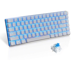 UrChoiceLtd mechanische Gaming-Tastatur AK33 mit USB-Anschluss, LED-Hintergrundbeleuchtung, Anti-Ghosting-Funktion, Blaue oder Schwarze Tasten, weiß Blue Switch