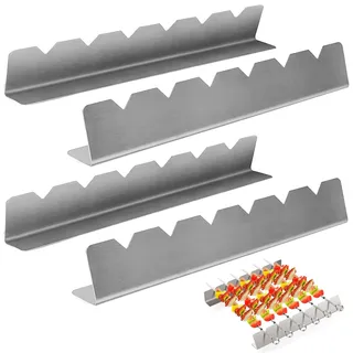 4 Stück Grill Spieße Rack, Edelstahl Spieße Halte, BBQ Halterung für 6 Spieße, BBQ Grillen Zubehör, für Grillen von Schaschlik, Stockbrot und Kebab, 30 x 3 x 4.5cm