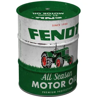 Nostalgic-Art Retro Spardose, 600 ml, Fendt – All Season Motor Oil – Geschenk-Idee für Traktor-Fans, Original Lizenzprodukt (OLP), Sparschwein aus Metall, Vintage Blech-Sparbüchse