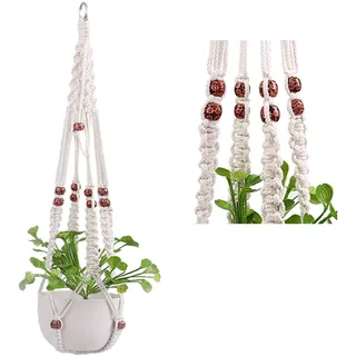3X Premium Makramee Blumenampel 90cm Innen Außen Garten Blumentopf Halter Macrame Hängepflanzen Topf Balkondekoration Lounge Deco Blumen Ampel Balkon Wandbehang Boho Pflanzenhänger Pflanzenampel