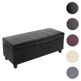 Aufbewahrungs-Truhe Sitzbank Kriens, Leder + Kunstleder, 112x45x45cm FSC®-zertifiziert ~ schwarz