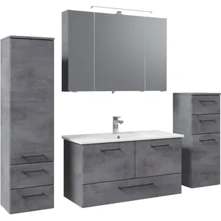 Saphir Badmöbel-Set "Quickset 945 4-teilig, Keramik-Waschtisch mit LED-Spiegelschrank" 5 Stk. tlg., oxid dunkelgrau quer