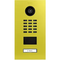 DoorBird D2101V IP Video Türstation, Schwefelgelb (RAL 1016) | Video-Türsprechanlage mit 1 Ruftaste, RFID, HD-Video, Bewegungssensor