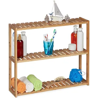Relaxdays Wandregal Bambus 50 x 60 x 15 cm Natur