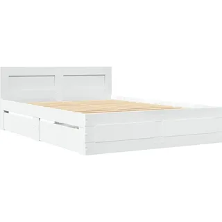 vidaXL Bettgestell mit Kopfteil ohne Matratze Weiß 120x200 cm - Weiß