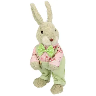 I.GE.A. Osterhase »Hasenjunge mit Latzhose, Frühjahrsdeko« Osterdeko aus Stroh, Dekofigur, Tierfigur, Ostern, bunt