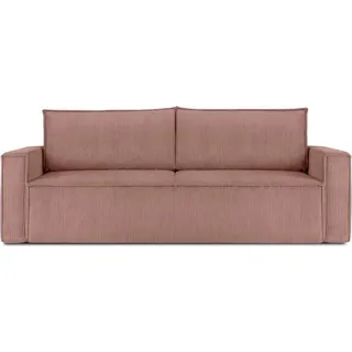 KONSIMO Schlafsofa in Pet Friendly Cord-Stoff mit Armlehnen "NAPI", Rosa, Cordstoff, Loft, 228x89x101 cm - Rosa