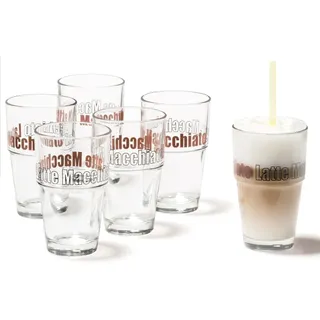 LEONARDO HOME Solo Latte-Macchiato Glas, Glas-Becher mit Aufdruck, spülmaschinengeeignete Kaffee-Gläser, 6er Set, 410 ml, 043399
