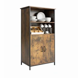 Relaxdays Unterschrank Küchenschrank Industrial Style 124,5 x 60 x 30 cm Braun