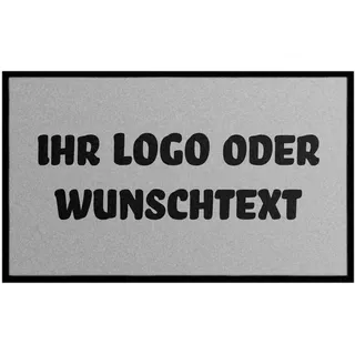 WohnDirect Fußmatte individuell Bedruckt mit Logo, 60 x 85 cm Hellgrau | Rutschfest, waschbar, Fertigung in 3 Werktagen