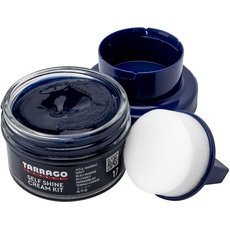 Tarrago | Self Shine Cream Kit 50 ml | Nourishing Cream of Natural Waxes For Shining Leather Smooth Natural or Synthetic Leather Shoes | With Sponge Applicator (Marineblau 17)