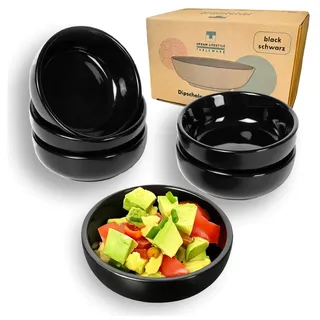 Urban Lifestyle Dipschalen Set 6er – 70 ml Porzellan Schwarz Ayumi – Kleine Schüsseln Ø 8 cm – Runde Saucenschälchen & Schälchen für Fingerfood, Sushi, Sojasauce – Tapas Schalen