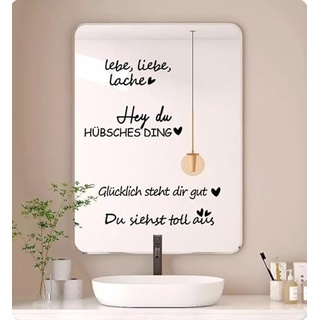 2PC Spiegel Aufkleber Badezimmer Dekoration Spruch Wandtattoo Wandtattoo Sprüche Wandaufkleber für Zitate Wandsticker Fensterbilder Motivation Selbstbewusstsein fördern Frau Deko Geschenk