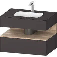 Duravit Qatego Einbauwaschtisch mit Konsolenwaschtischunterbau, 800x550x600mm, Nische Eiche Mamoriert, QA4785055, Farbe: Graphit Supermatt/mit Nischenbeleuchtung