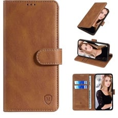 xinyunew Wallet Serie Handyhülle für Xiaomi Poco F5 Pro 6.67" Hülle Leder Flip Case Cover Schutzhülle für Xiaomi Poco F5 Pro 6.67" Tasche Schutzhülle Klapphülle, Braun