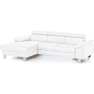 Cotta Eckcouch Kunstleder 2-Sitzer Weiß