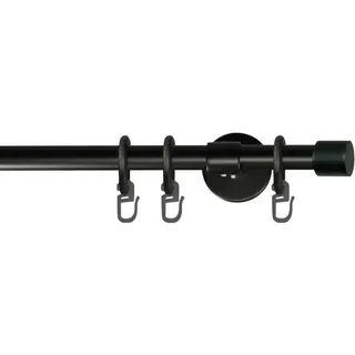 GARESA Gardinenstange GARESA "RUSTIKA", schwarz, L:230cm Ø:16mm, Metall, Gardinenstangen, rustikale Vorhanggarnitur, verlängerbar, m. Ringe, Endkappe