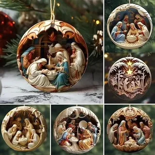 Krippenornamente, 6 PCS Weihnachten Jesus Krippe Ornamente, Jesus Ornament, Krippe Anhänger, Christliche Weihnachtsdekoration, Weihnachtsbaum, Autoschmuck