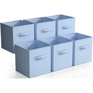 Sorbus Faltbarer Aufbewahrungskorb, würfelförmig, ideal für Kinderzimmer, Spielzimmer, Schrank, Zuhause (Pastellblau, 6 Stück)