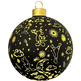 Christmas Inspirations Mickey Mouse Weihnachtskugel 10 cm beleuchtet - Ornament Glaskugel mit LED warmweiß Disney Galaxie Kugel - Offiziell lizenziert, batteriebetriebene Weihnachtsdeko & Sammlerfigur