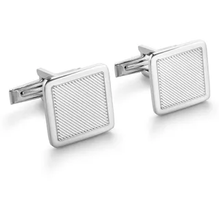 STERLL Hochwertige Silberne Herren Manschettenknöpfe Mit Feinen Streifen Und Nickelfreiem Material