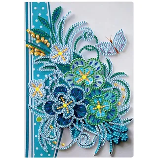 DCIDBEI Diamond Painting Notizbuch 100 Seiten weiß, Diamant Malerei Agenda für Erwachsene, Schulmaterial, Zeichenalbum, Geburtstagsgeschenke (blaue Phalaenopsis-Blume)