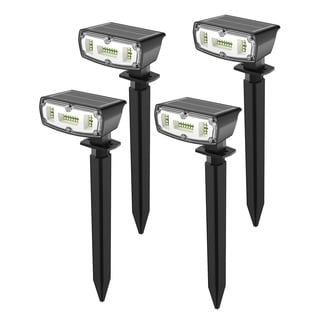 OUSFOT Solarstrahler für Außen, 30LEDs Solarlampen für Außen IP67 Solarleuchten Garten mit 2 Helligkeitsstufe 6800K Kaltweiß Solar Gartenleuchte(4er Pack), 011, Schwarz