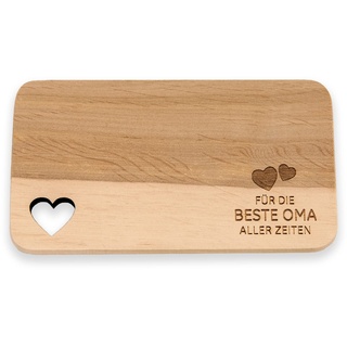 Spruchreif | Holzbrett mit Gravur "Beste Oma aller Zeiten" | Geschenkidee für Oma | Geschenk für Oma zum Muttertag | Frühstücksbrettchen mit Herzausschnitt