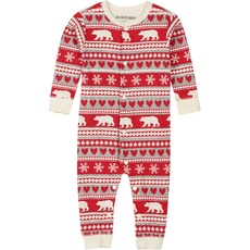 Hatley Kinder Fair Isle Bear & Moose Family Union Suits Strampelanzug, Rot (Infant Bear 600), XXXX-Small (Herstellergröße: 6-12 Monate)
