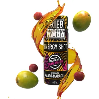 SCHUB Energy Shot, Mango-Maracuja, 12x60ml ; 200mg Koffein, Energy Booster