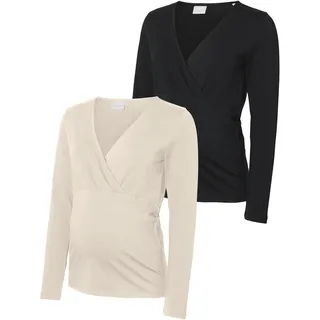 MAMA LICIOUS MAMALICIOUS Damen, Mlkerrie Tess Ls JRS Top 2-P Noos, Birch, Medium