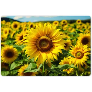 KitchenYeah© Platzsets Abwaschbar 6-Teilig Tischsets Platzdeckchen Platzset | 45x30 cm - Unterlage Tischset Esstisch Edle Tischunterlage Placemat Sonnenblume - Gelb - Natur - Blumen