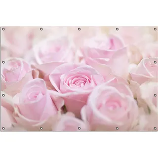 Wallario Outdoor-Poster für Garten oder Balkon, Motiv Rosafarbene Rosenblüten im Strauß, in ca. 120 x 180 cm - Rot