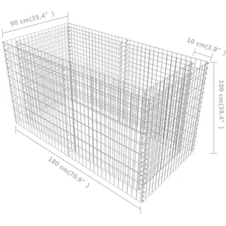vidaXL Gabionen-Hochbeet Stahl 180×90×100 cm Silbern