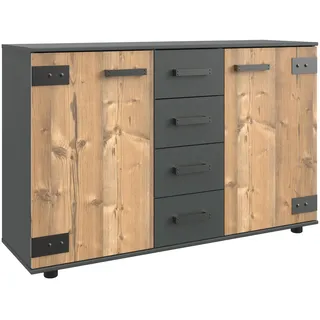 WIMEX Kombikommode »Stockholm Sideboard Kommodenschrank«, rustikale Optik Industrial-Look, 2-türig mit 4 Schubladen