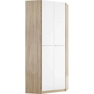 Priess Barcelona Eckschrank 78 x 193 x 36 cm struktureichefarben hell/weiß