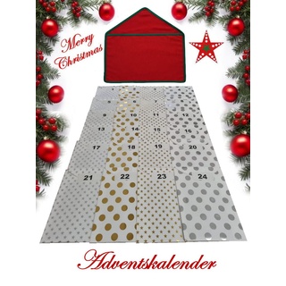 Wunderschöner Adventskalender zum selber befüllen aus Stoff bestehend aus Umschlag, Papiertüten und Etiketten. Komplett Set. Schönes Geschenk. Weihnachten. (Modern)