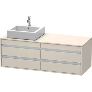 Duravit Ketho Konsolenwaschtischunterbau wandhängend, 1400x496x550 mm, 4 Schubkästen, für 2 Aufsatzbecken, Position links, KT6657L9191, Farbe: Taupe Matt Dekor