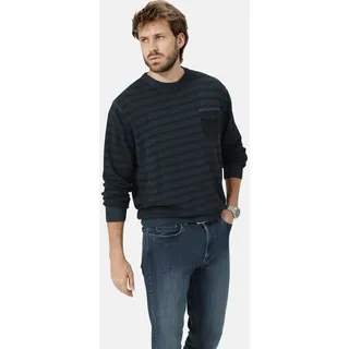 Rundhalspullover BABISTA "Pullover VARIENTO", Herren, Gr. 48, blau (dunkelblau gestreift), Obermaterial: 100% Baumwolle CO., Pullover Rundhalspullover