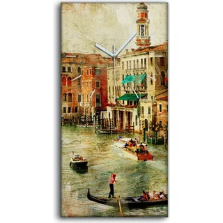 Dekor Leinwand Uhr Wandbilder Quarz 30x60 Farbe Venedig Italien Stadt Wasser - weiße Hände