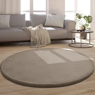 Paco Home Tatami 475 Kurzflorteppich Ø 80 cm Beige