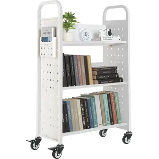 Vevor Bücherwagen 77 x 38 x 122 cm Weiß