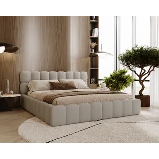 FURMEB24 Exklusives Polsterbett ALMOS 200x200 cm + Matratze â Designbett mit Lattenrost â Hellgrau (Coral 85) - Hellgrau