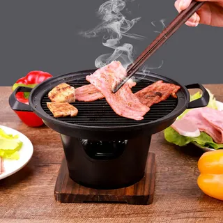 lyrlody Tragbarer Mini BBQ Grill rauchfrei für Camping Picknick Zuhause geeignet Holzkohlegrill Tischgrill Indoor Outdoor Party Grillgerät