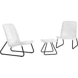 Keter 17197637 Lounge Set Rio, Rattanoptik, Kunststoff, weiß, Mittel