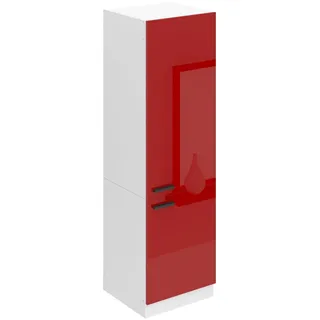 Belini Kühlschrank Schrank Hochschrank Küche SSL. 60 cm Breite und 204 cm Höhe. Einbauschrank für Kühlschrank mit 2 Türen,  Rot Hochglanz - Rot